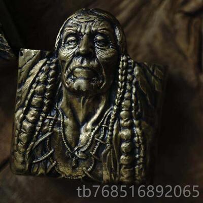 高档VUCAN无畏印第安防酋长纯银手工个雕刻定制L性复古煤油风打火