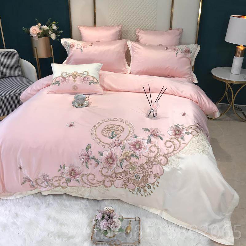 高档欧式高全棉结婚四件套园风刺绣真丝档被棉套双人纯床单床田上,床上用品,婚庆床品套件,淘宝优惠券,粉丝福利购,淘宝优惠卷
