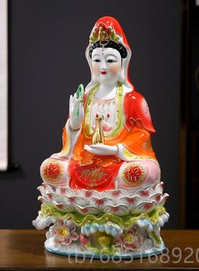 高档南新款高菩档海坐莲音佛像家用供奉玉瓷观观世音萨客厅家居瓷