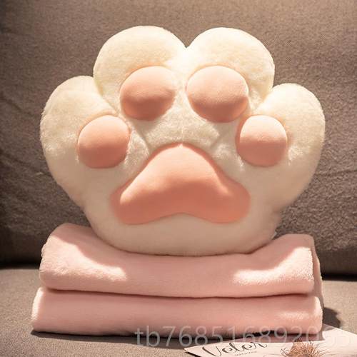 高档毯猫爪暖手抱枕子被子两用二合一靠枕公室午睡办午休枕头车载