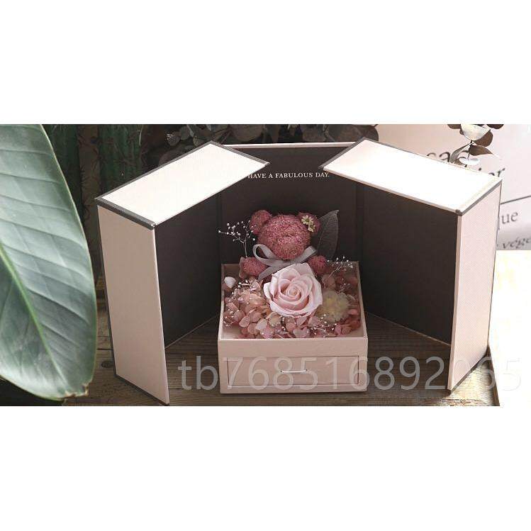 高档双花纪永生花粉diy式花器 精美礼盒抽屉开首饰盒肉色,鲜花速递/花卉仿真/绿植园艺,永生花,淘宝优惠券,粉丝福利购,淘宝优惠卷