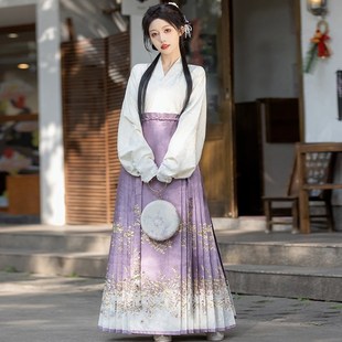 言然薄款马面裙套装2024新款可以穿着上班的日常汉服女成人古装夏