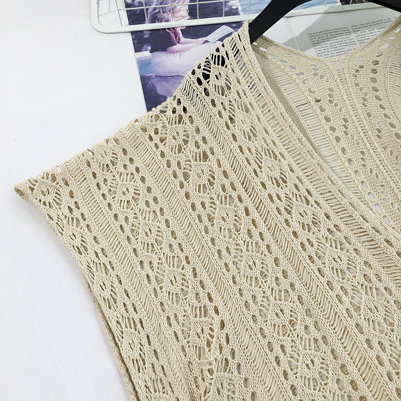大码针织镂空罩衫女夏季新款宽松中长款比基尼泳衣防晒外套沙滩裙