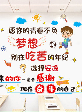儿童房间布置装饰男孩卧室墙面励志标语墙贴画激励孩子学习的贴纸