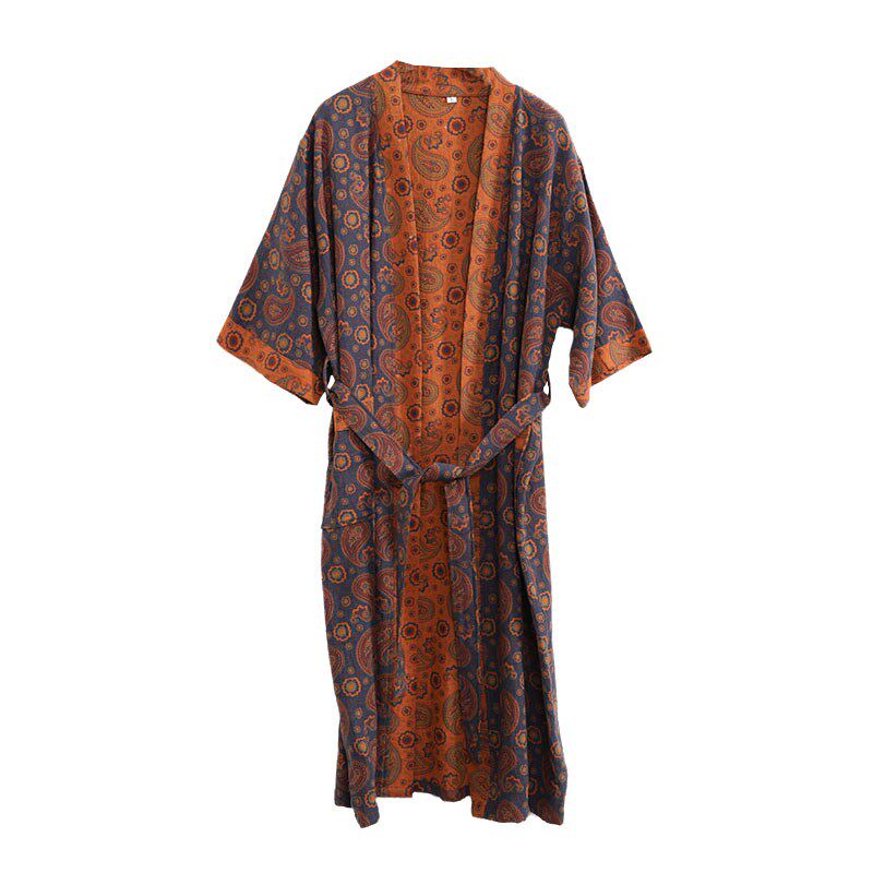 夏季薄款浴袍女大码胖mm200斤纯棉V领开衫长款睡袍睡衣家居服棉纱