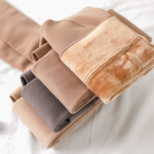 秋冬季光面灰色加厚加绒打底裤女外穿连裤袜肉色深肤色光腿袜瘦腿