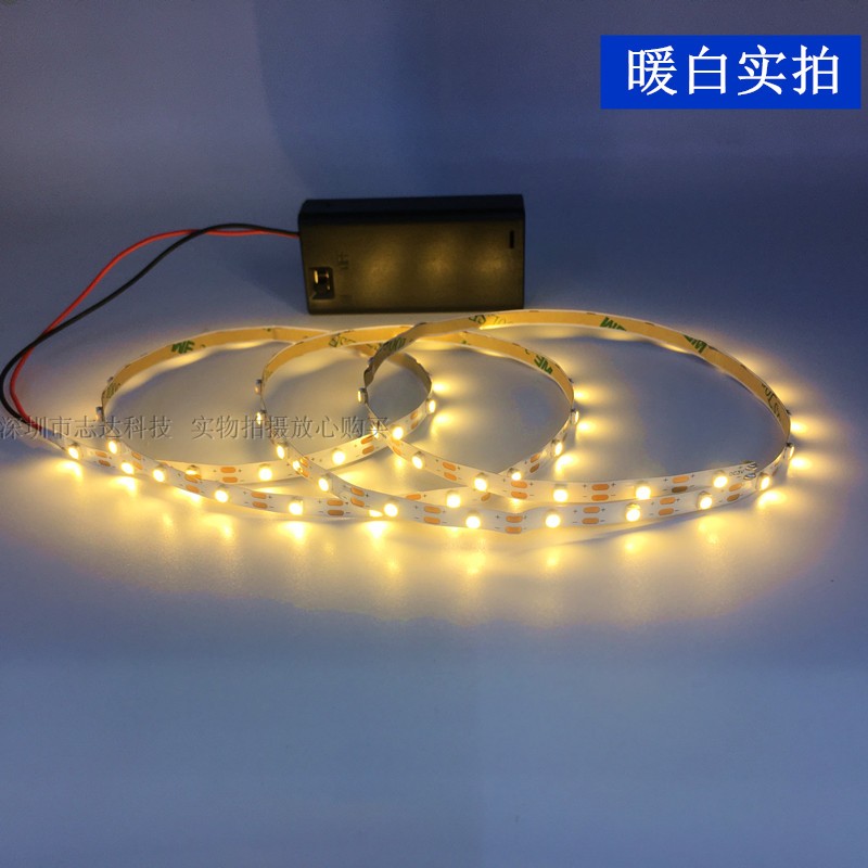 3V电池盒带开关模型玩具led灯带超窄柔光5mm细灯条摆摊灯服装装饰