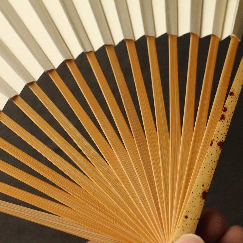 一物一拍云南湘妃竹老料纯手工精工制作文人折扇竹扇子工艺品收藏