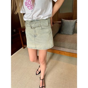 wann 低腰牛仔半身裙女2024夏季新款小个子a字包臀工装气质短裙子