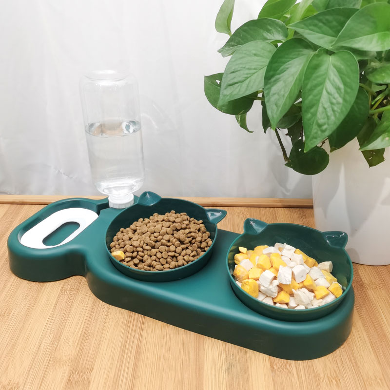 猫碗双碗自动饮水狗碗猫食盆保护颈椎防打翻三碗猫咪水碗宠物用品