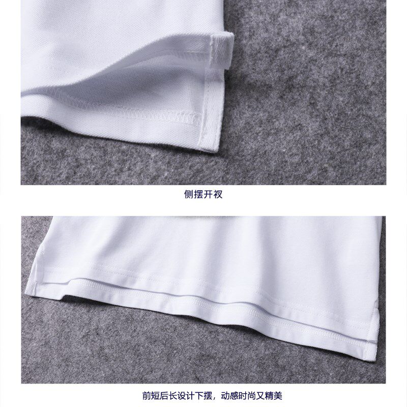 儿童白色POLO衫夏款翻领男女童红黑条领白T恤小学生夏季校服短袖