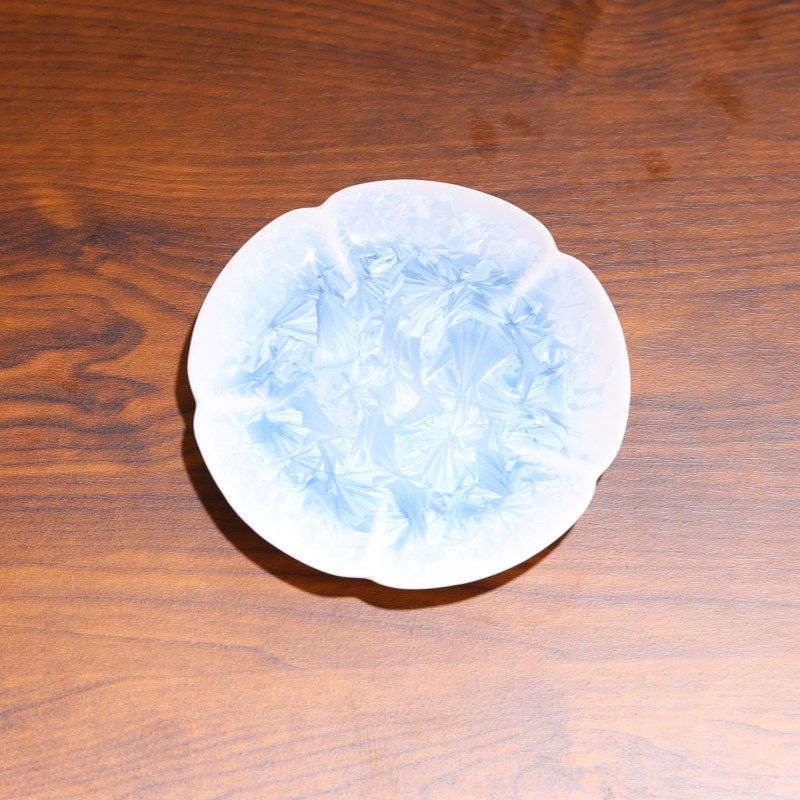陶瓷结晶釉蓝盖碗托盘底盘杯垫杯托茶托三才茶碗托防烫隔热茶垫