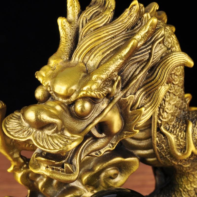 黄铜龙生肖招财摆件财龙戏珠家居客厅玄关酒柜装饰品乔迁开业礼品