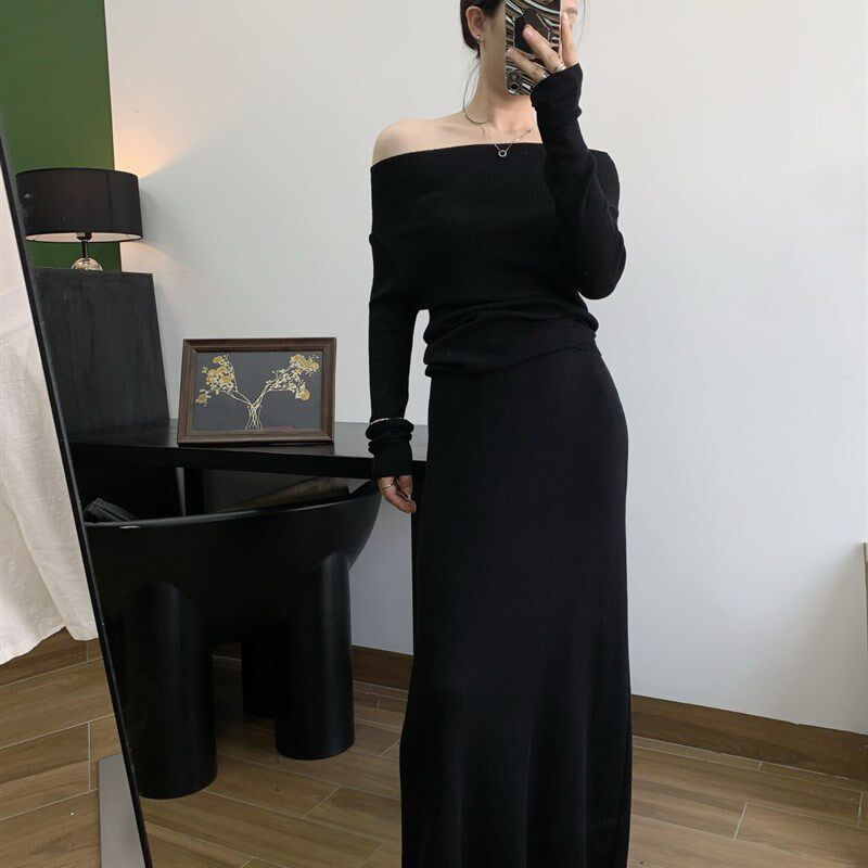 温柔长裙 到脚裸 半身裙针织气质套装两件套夏天高级感高腰a字裙
