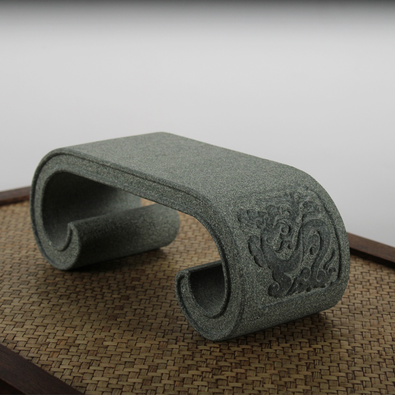 青石花架天然石卷台雕刻古典案台小号花卉台座盆景石头桌面复古架