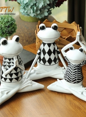 北欧瑜伽青蛙办公室家居软装饰品摆设酒柜电视柜创意礼物小摆件