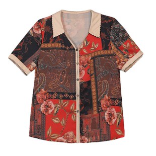 妈妈夏装套装洋气短袖衬衫2023新款中老年女装时尚雪纺上衣两件套