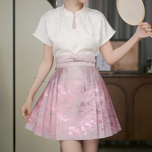 醉雨朵【海市蜃楼】短款马面裙螺钿织金纱薄款汉服马面裙夏季薄款