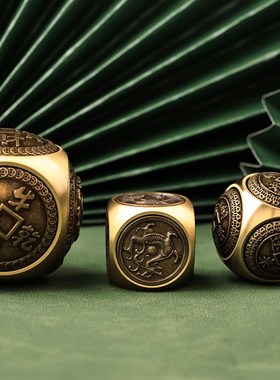 纯铜时来运转手把件转转摆件盘玩物件铜骰子旋转解压健身球招财聚