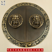 仿古大门纯铜兽头门环老式 木门拉手狮头把手复古圆形拉环锁扣插销
