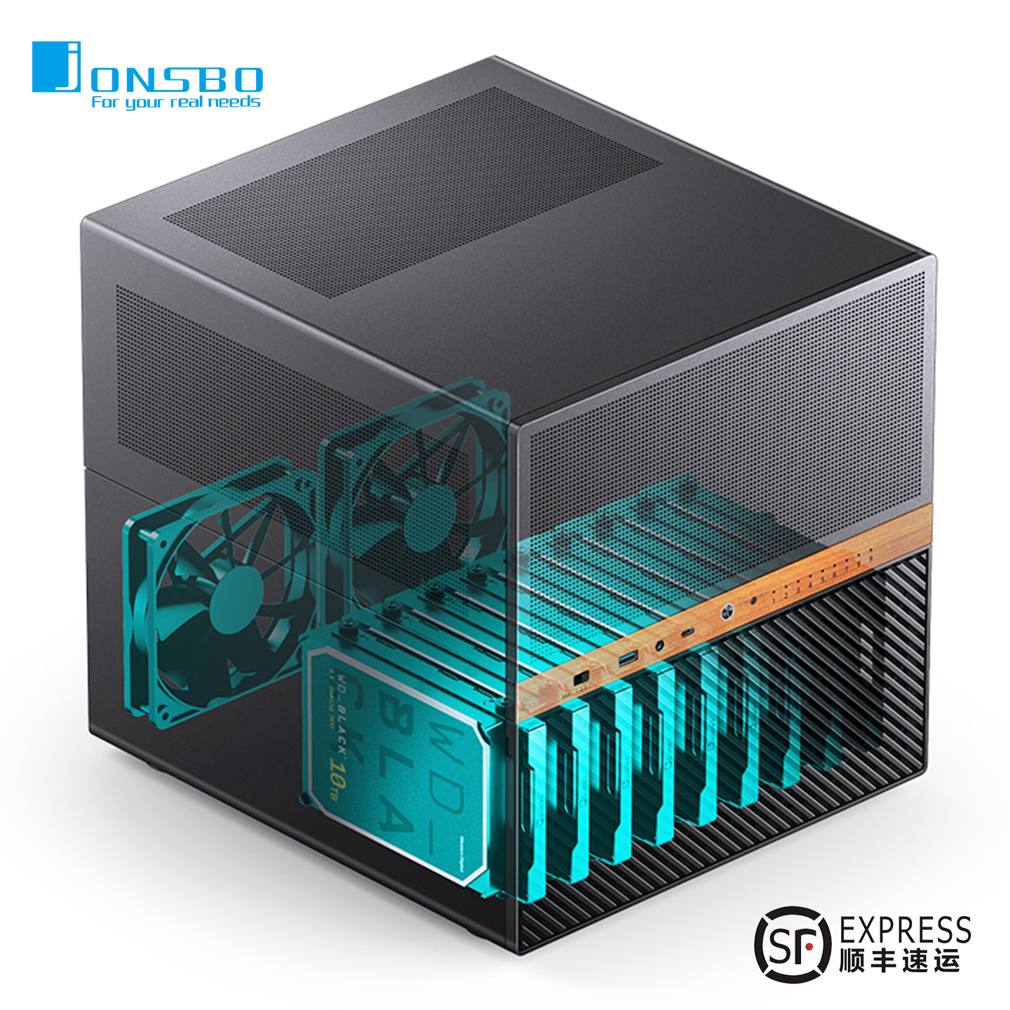乔思伯N6桌面NAS机箱MATX台式电脑立式240水冷主机外壳9个硬盘位