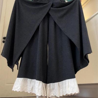 正品高货灰色蕾丝花边阔腿