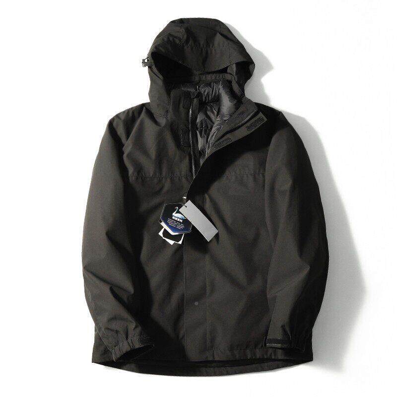 速发高货满分推荐2023秋冬户外三合一连帽冲锋衣外套男保暖鹅绒羽