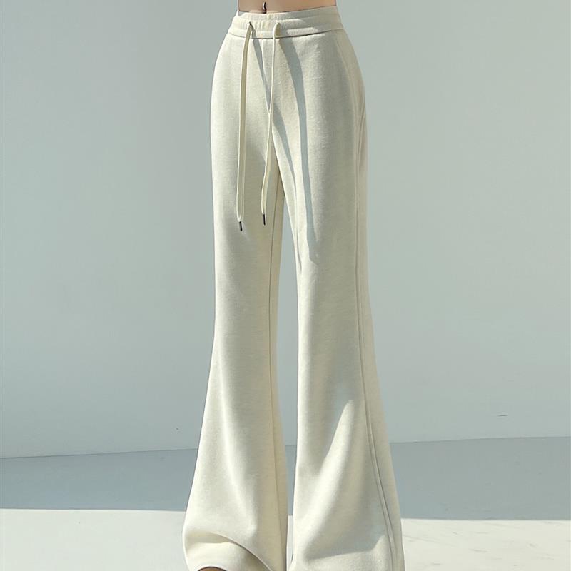 正品高货杏色羊绒糯米裤女