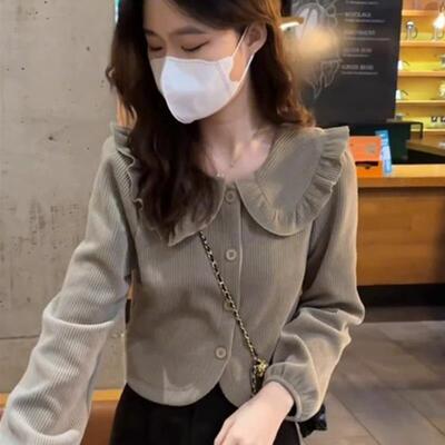 正品高货娃娃领灯芯绒衬衫