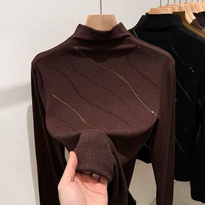 正品高货半高领双面德绒打底衫女2025新款秋冬修身内搭显瘦妈妈装