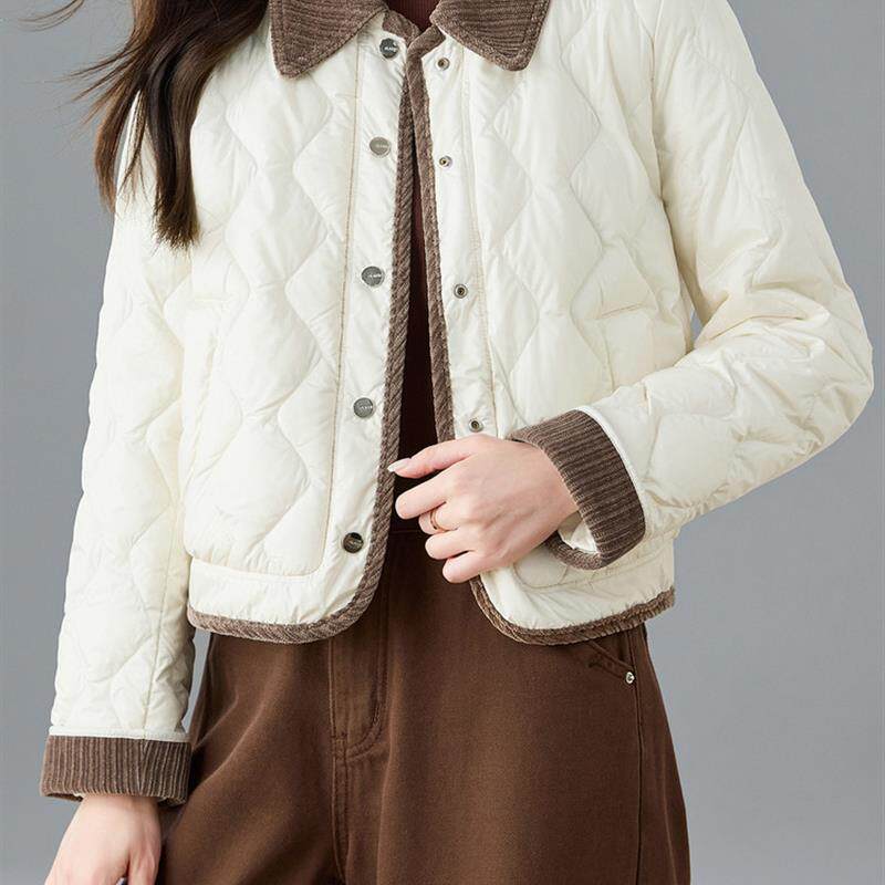 正品高货2025冬高品质轻薄羽绒服女修身显瘦小个子娃娃领减龄短款