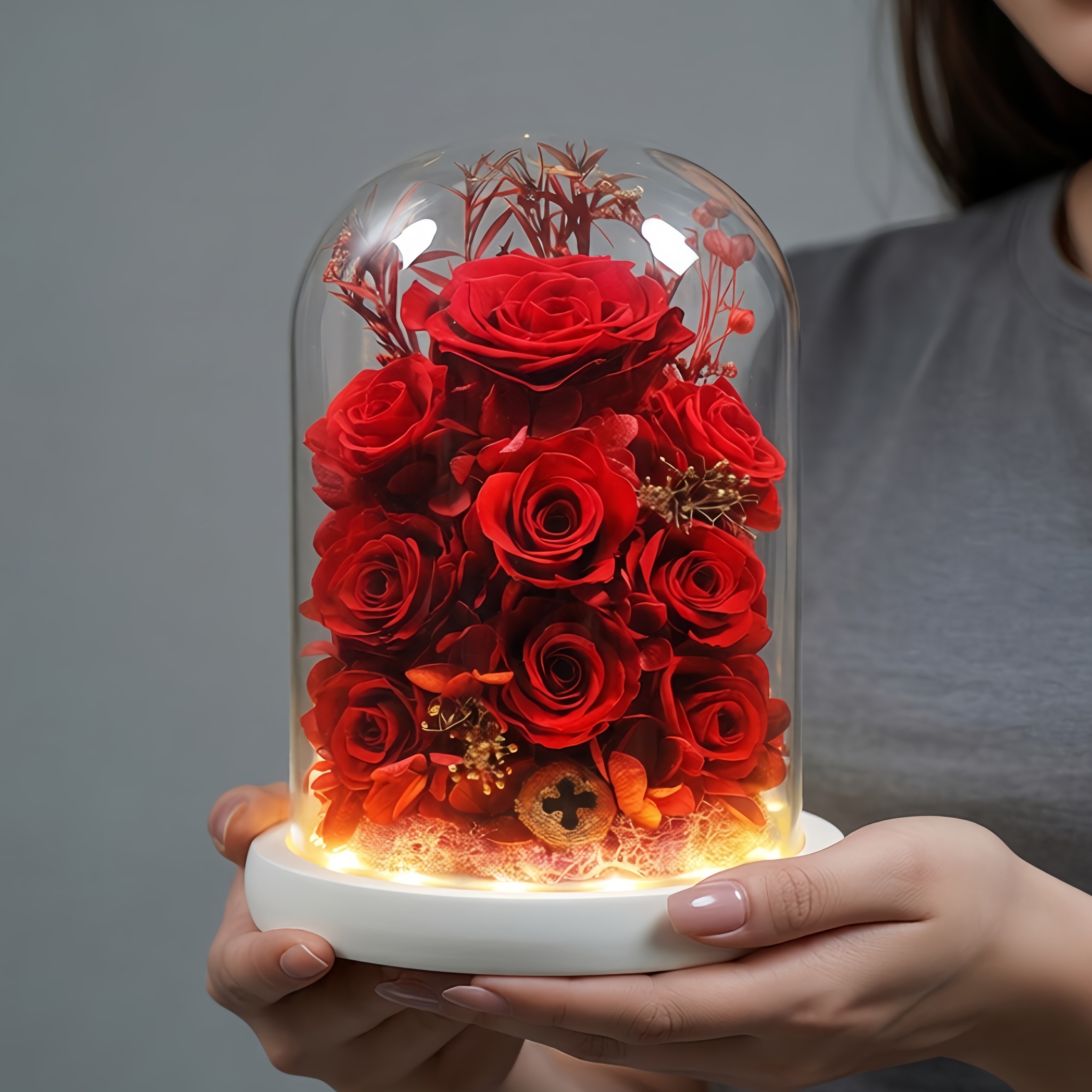9朵玫瑰永生花九紫离火摆件情人节圣诞节送女友闺蜜创意生日礼物