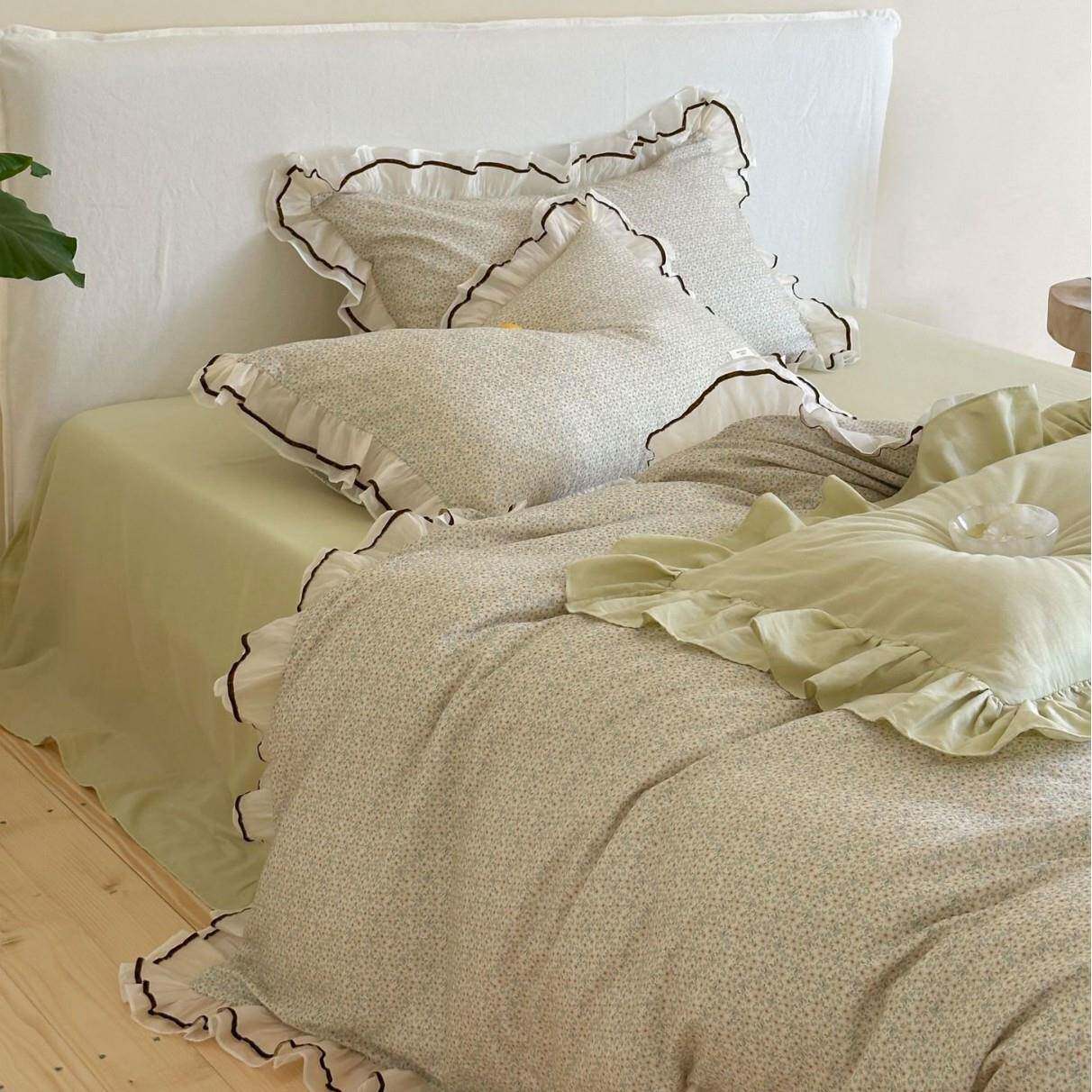 莫奈的后花园 | 法式公主双层纱花边纯棉碎花四件套床上用品