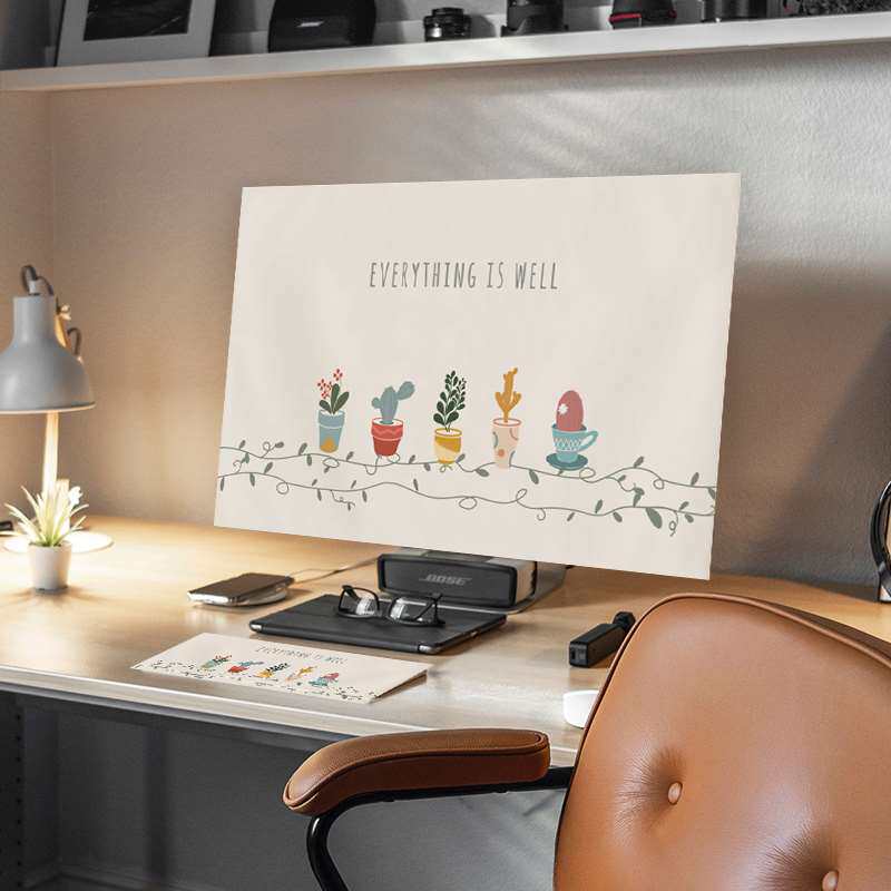 电脑防尘罩笔记本盖布主机键盘显示器盖巾三件R套防灰遮尘一体机