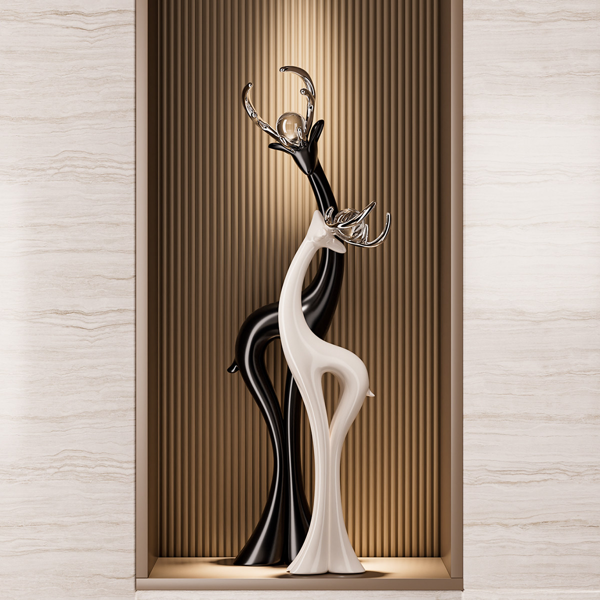 轻奢艺术鹿摆件客厅2026新款一对高级感玄关电视壁龛装饰乔迁礼物