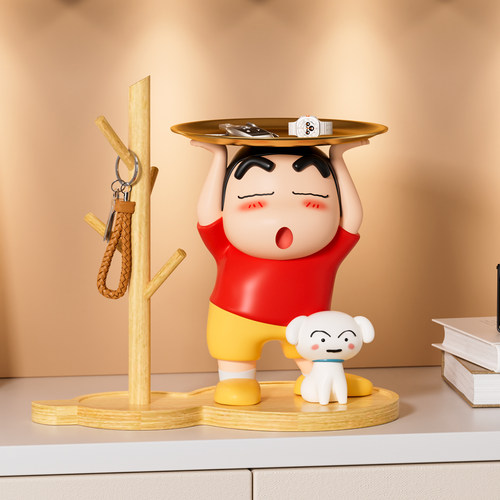 蜡笔小新摆件入户玄关钥匙收纳置物架托盘乔迁新居礼物鞋柜装饰品