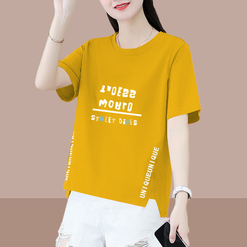 纯棉短袖t恤女中老年妈妈t恤女夏季宽松圆领上衣中老年半袖体恤衫