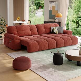电动沙发牀布艺小户型客厅复古风伸缩云朵现代简约功能沙发雪尼尔