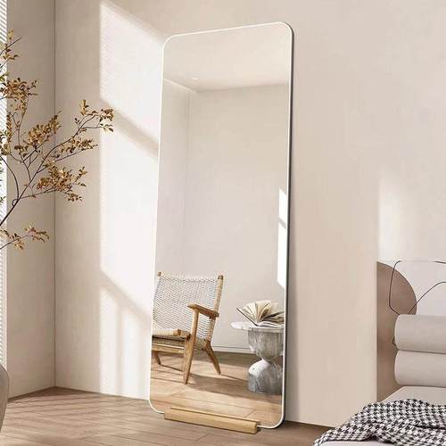 德国无框ins风全身镜子实木带底座靠墙落地试衣镜穿衣镜家用防爆