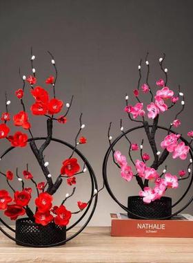 中式房间客厅桌面装饰品电视柜酒柜玄关摆设创意仿真梅花铁艺摆件