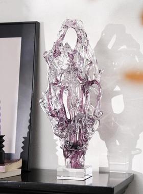 紫琉璃太湖石摆件发财树装饰品现代简约电视柜摆设酒柜玄关工艺礼