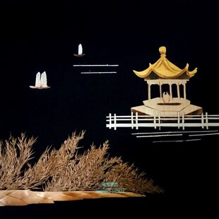 中式麦秆杆秸杆芦苇麦草画无框草编粘贴画芯艺术画纯手工制作作业