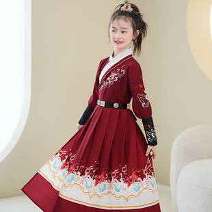 汉服女童花木兰表演服走秀武侠古装飞鱼服女童锦衣卫儿童演出服装