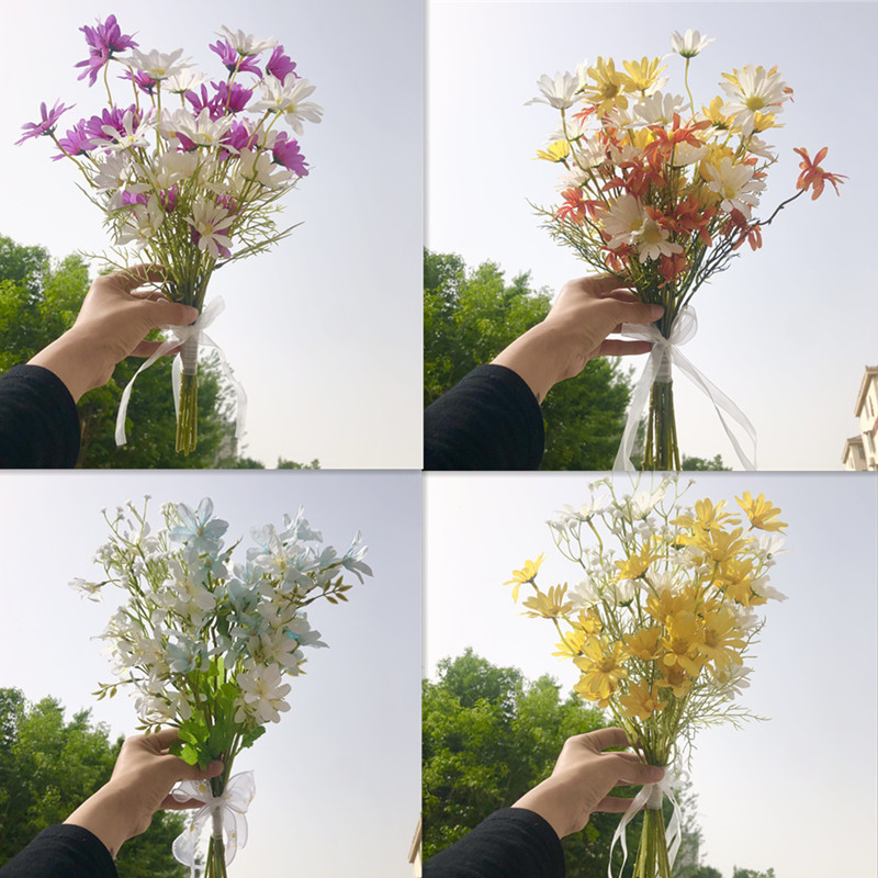 ins风小雏菊仿真花束 手捧花拍照道具荷兰菊 写真摄影道具手拿花