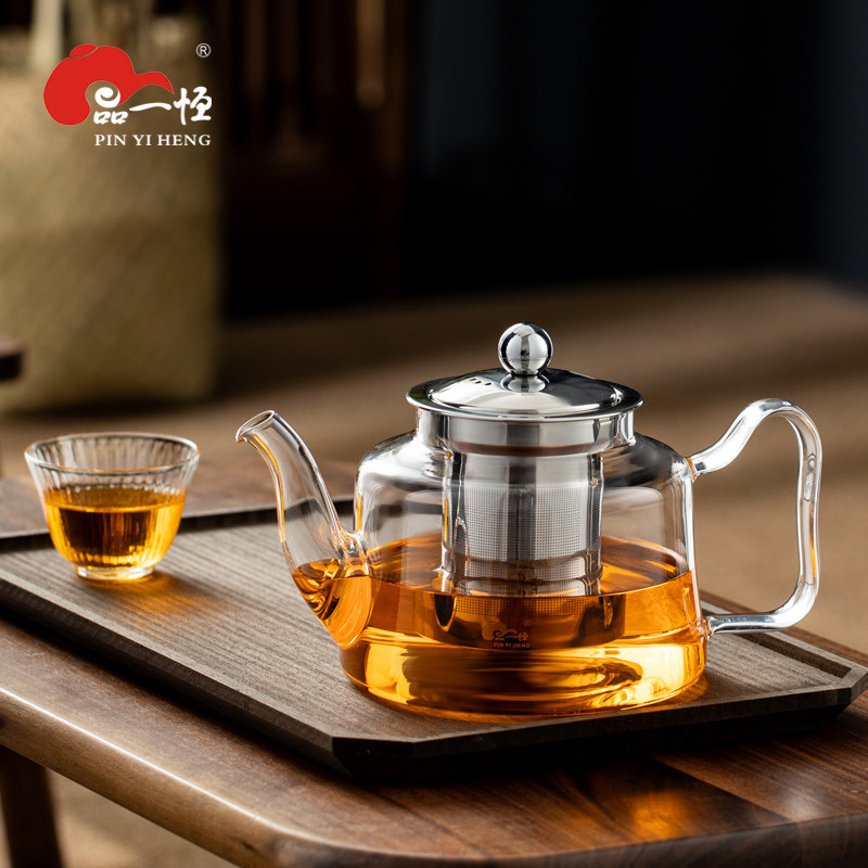 品一恒玻璃耐热茶壶办公家用过滤泡茶耐高温水壶加热茶水分离