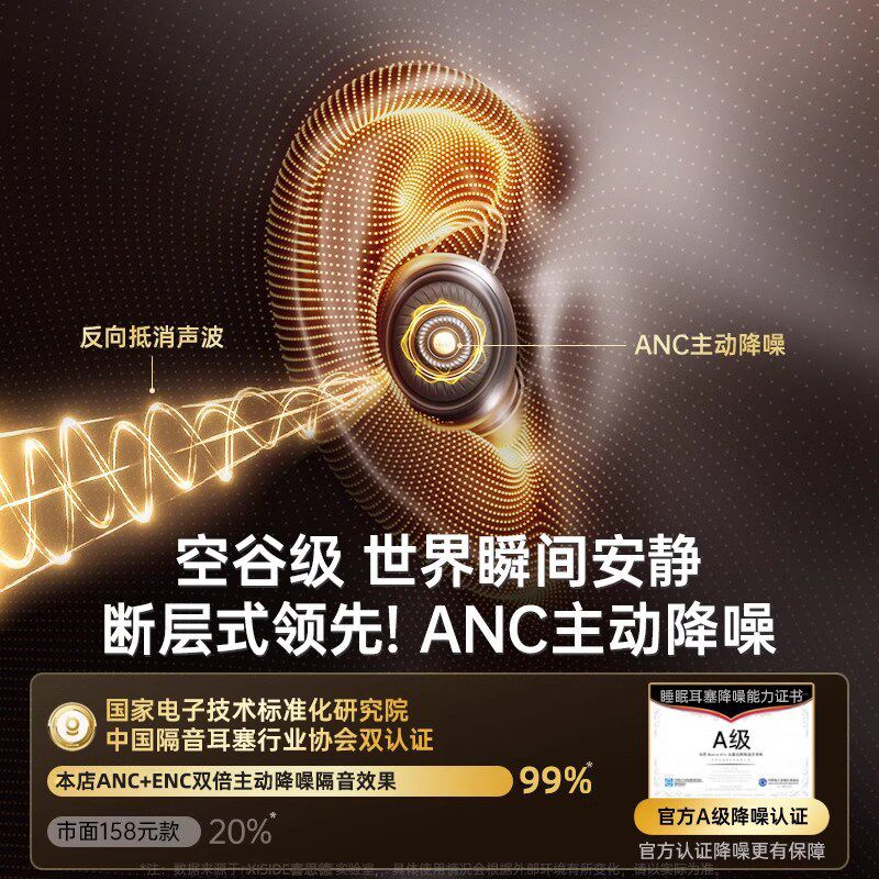 【德国ANC+ENC双模主动降噪】隔音耳塞睡眠睡觉专用防噪声打呼噜