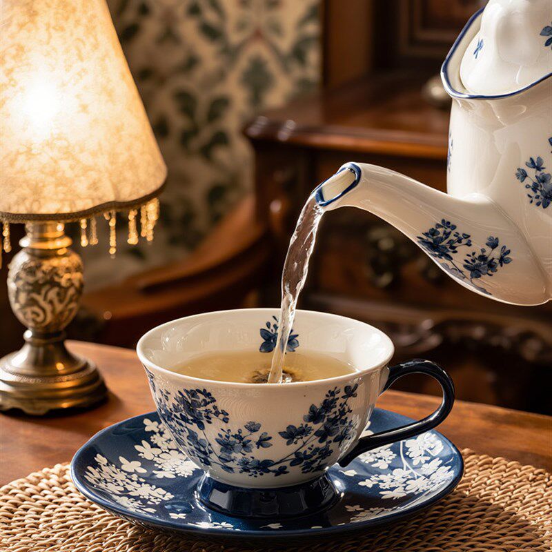 顺祥陶瓷硕加咖啡杯碟高档精致下午茶餐具覆古水壶特别好看的水杯