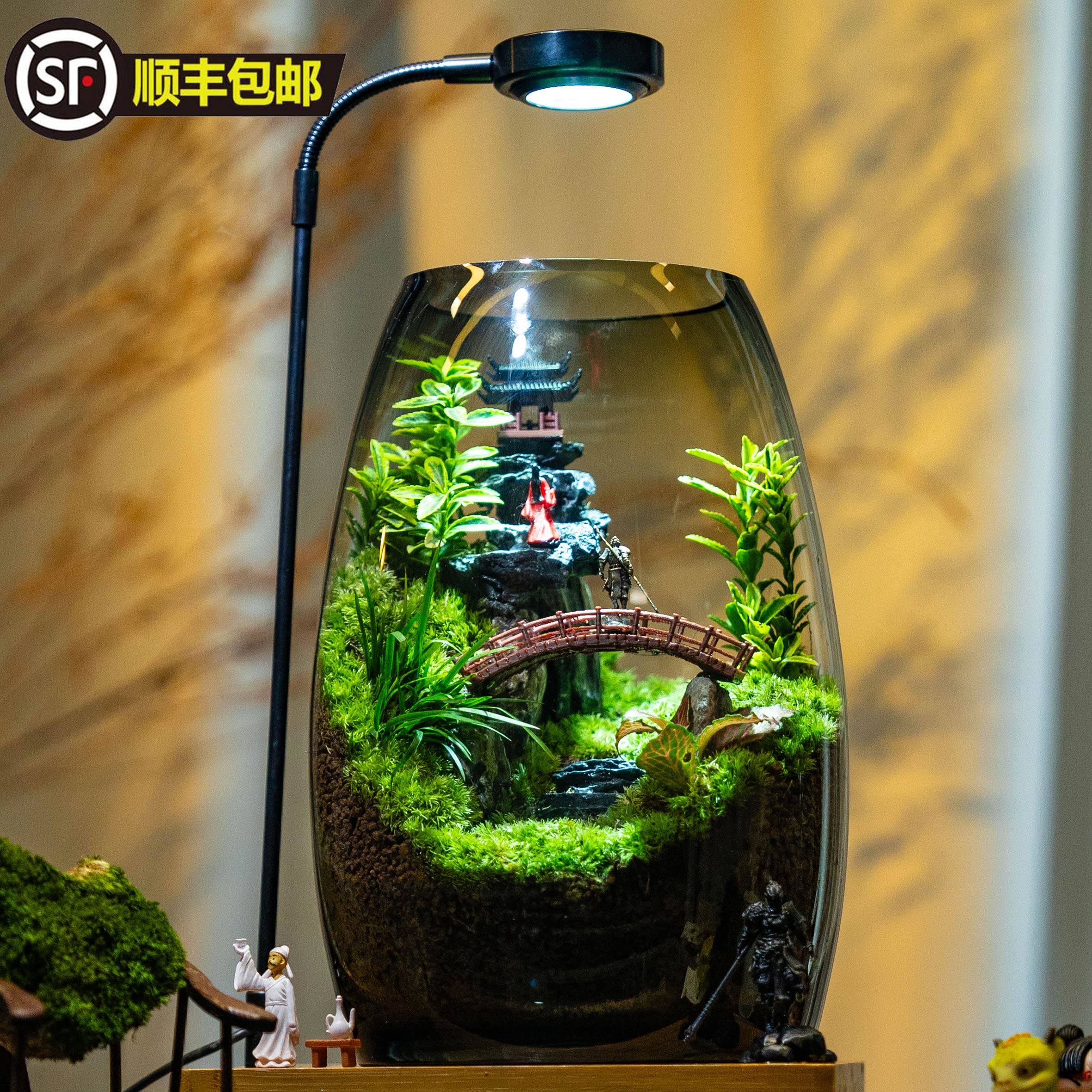 登云台纯手工艺术设计苔藓观赏客厅摆件真绿植石头送礼家居氛围感