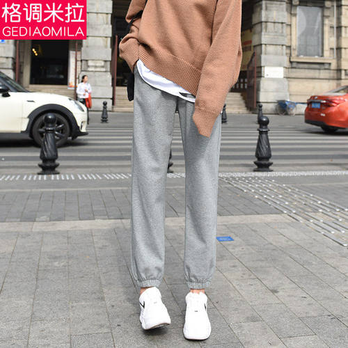 加绒卫裤女加厚裤子2025新款冬加长款高个子灰色运动裤女款加绒裤