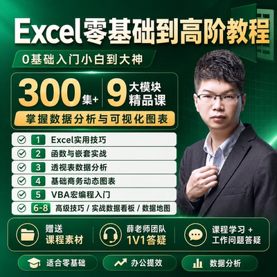 excel视频教程零基础VBA表格制作函数透视图表2021office数据分析